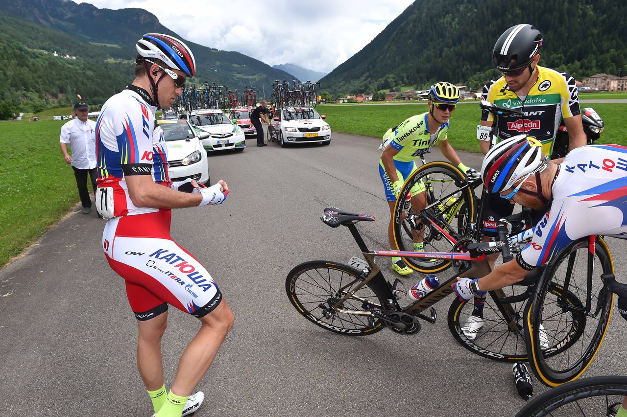 Alexander Kristoff (Katusha) took a spill