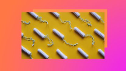 tampons on a colorful yellow and pink background