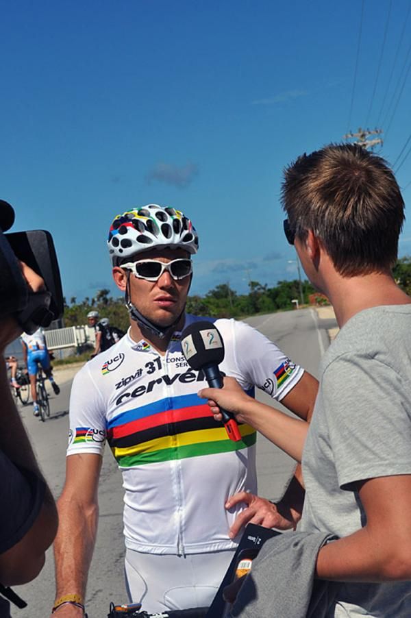 A Norwegian television crew came to the Cayman Islands to film Thor Hushovd