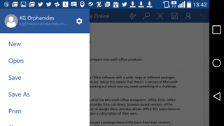 A screenshot of Word's mobile application and its sidebar view