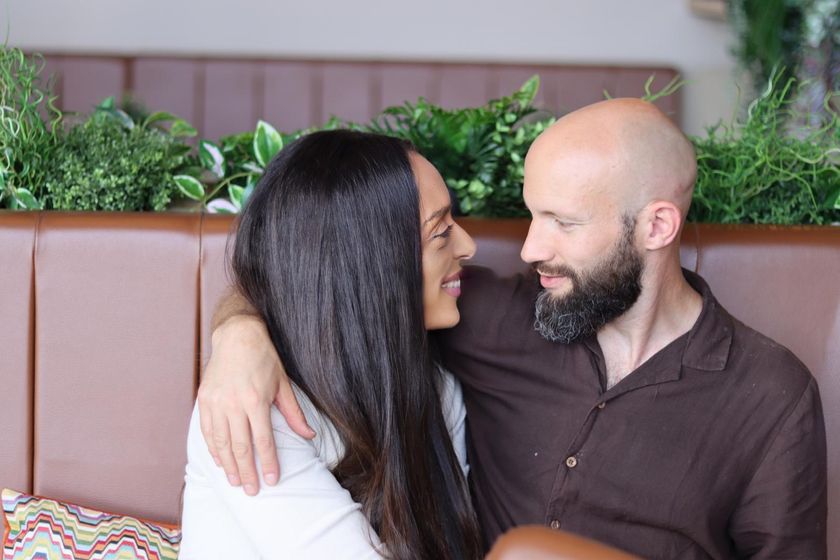 Couple looking into each other&#039;s eyes