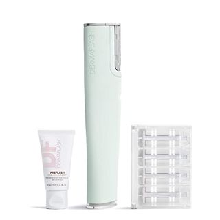 Dermaflash Luxe Plus Device, Anti Aging, Exfoliation, Hair Removal, and Dermaplaning Tool With Sonic Edge Technology and 4 Weeks of Treatment, Seafoam