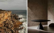 Desalto ad campaign featuring rocky coast and Desalto table