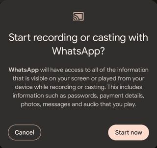 WhatsApp sharing screen