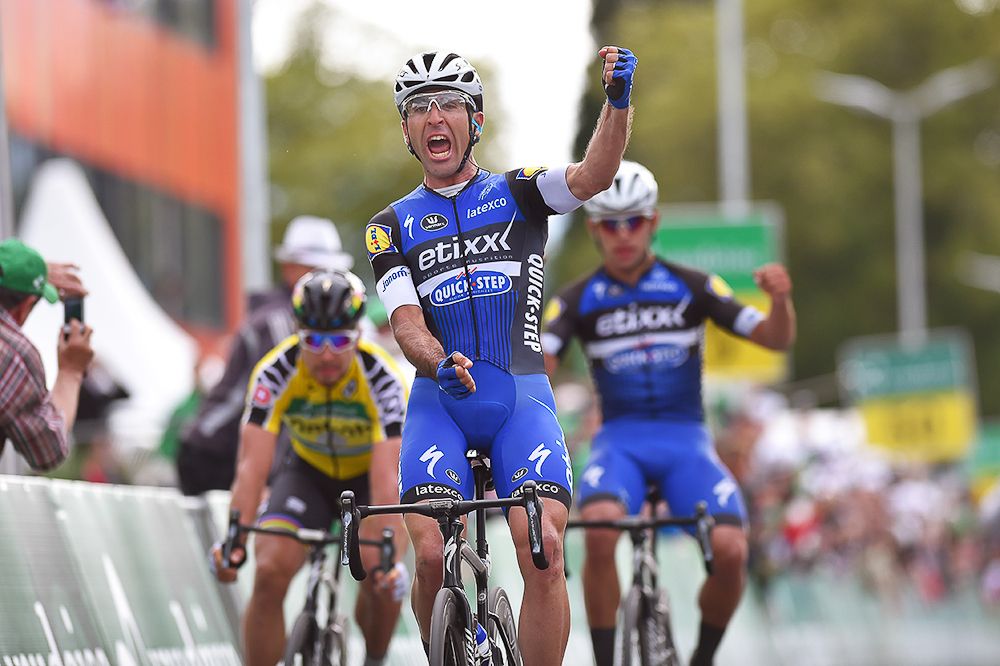 Maximiliano Richeze (Etixx-QuickStep) and teammate Fernando Gaviria finish first and second during stage 4 at Tour de Suisse