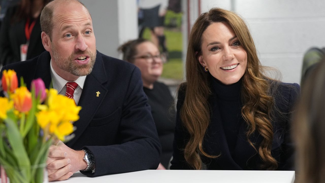 The Prince and Princess of Wales meet injured players who are supported by the Welsh Rugby Charitable Trust as they attend the Six Nations match between Wales and England at the Principality Stadium on March 15, 2025 in Cardiff, Wales.