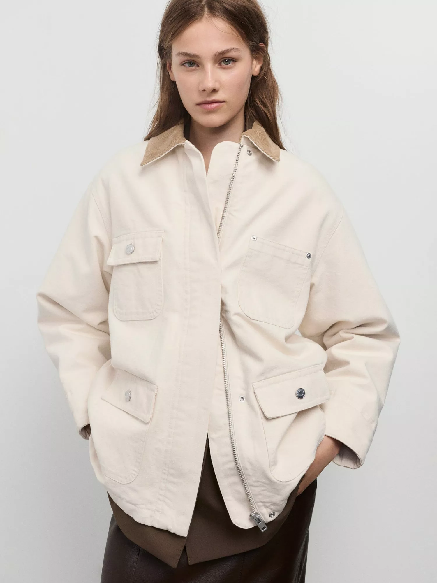Mango Beyonder Corduroy Collar Utility Jacket