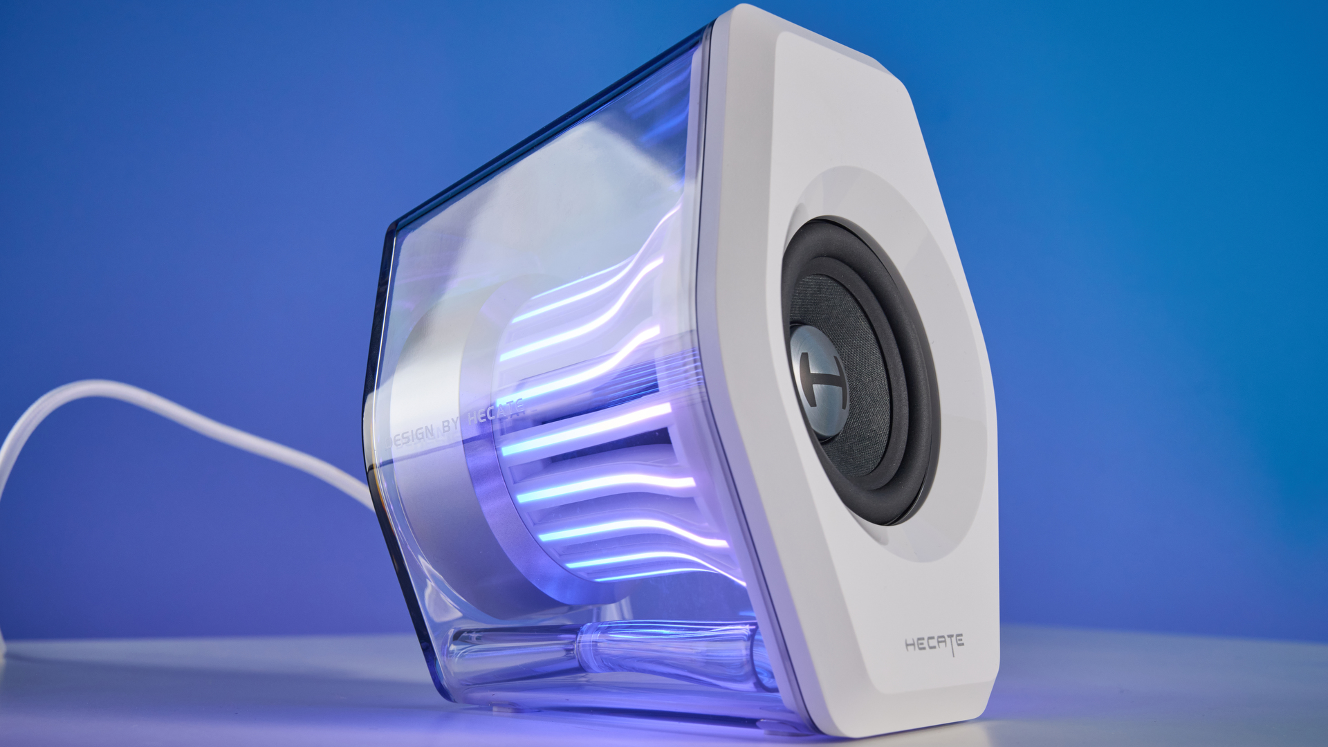 A pair of Edifier G2000 Pro gaming speakers with RGB lighting