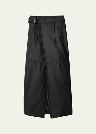 Nylon Coated Buckled Maxi Skirt