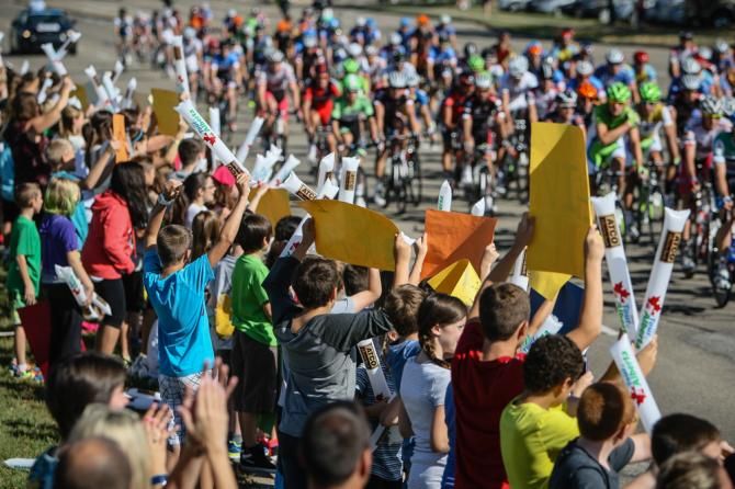 Lots of school children got out of classes today to cheer on the race.
