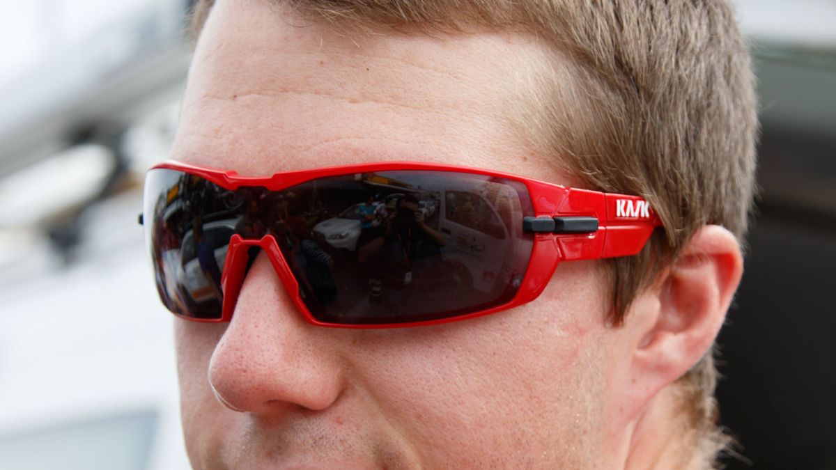 close look at Kask's upcoming sunglasses. As modelled by young Drapac spinter Brenton Jones