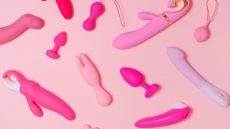 best vibrator: range of vibrators and sex toys on a pink background
