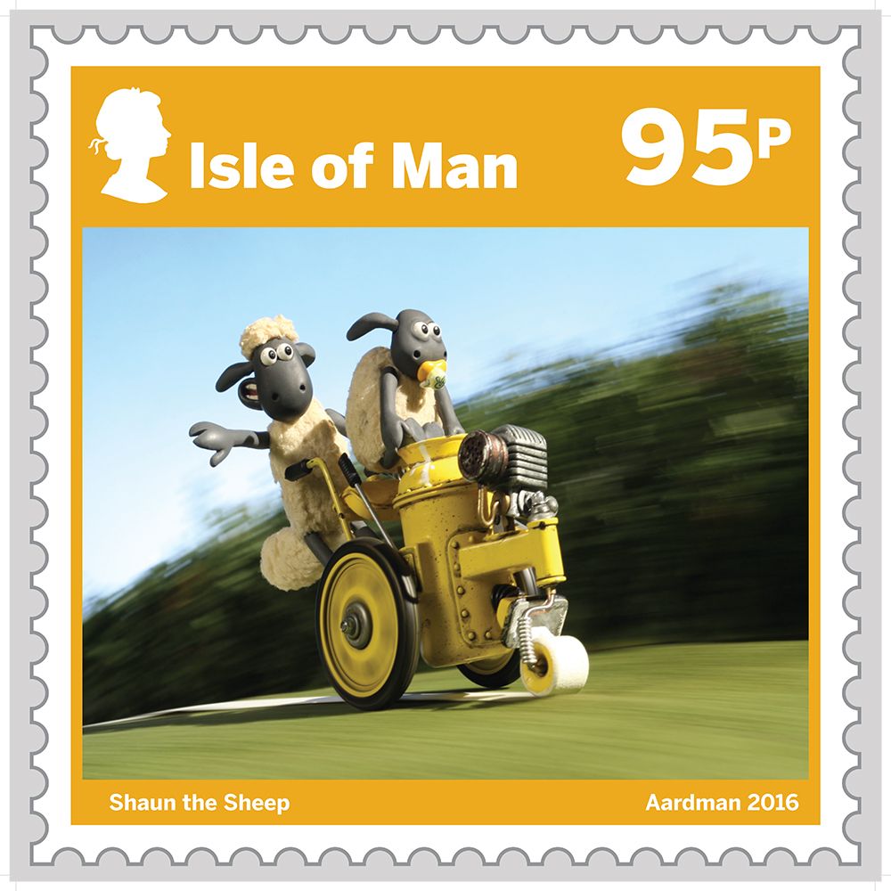 A paint machine is out of control in this stamp from the Shaun the Sheep episode 'Draw the Line'