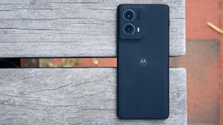 The gorgeous vegan leather back of the Motorola Edge (2024)