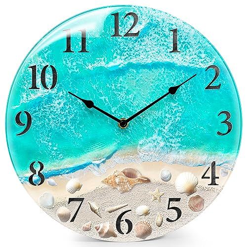 Coastal Nautical Glass Wall Clock 