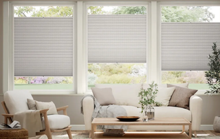 conservatory living room with pleated blinds