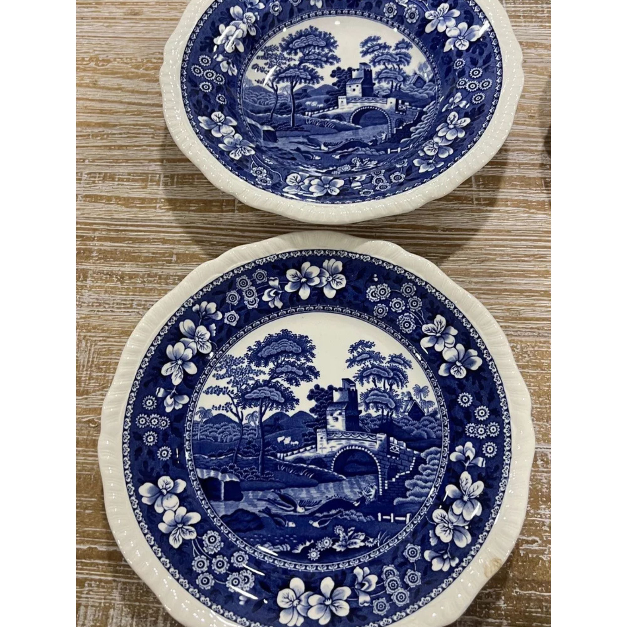 Spode, Set Of 8 Vintage COPELAND SPODE England Dish Plates China Set Blue Tower