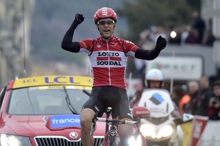 Tony Gallopin crosses the line to take the Paris-Nice lead going into the final stage (Watson)