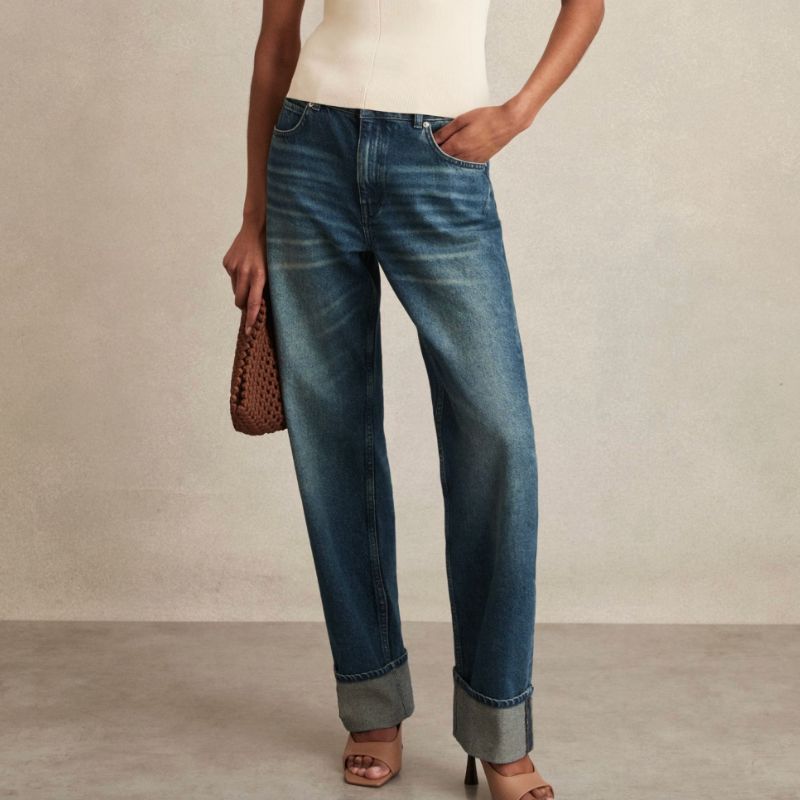 Reiss , Belinda Straight-Leg Turn-Up Jeans