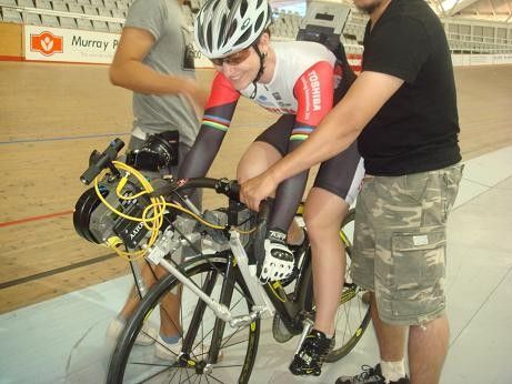 This is what the film crew for Toshiba rigged up to film me riding on my bike.