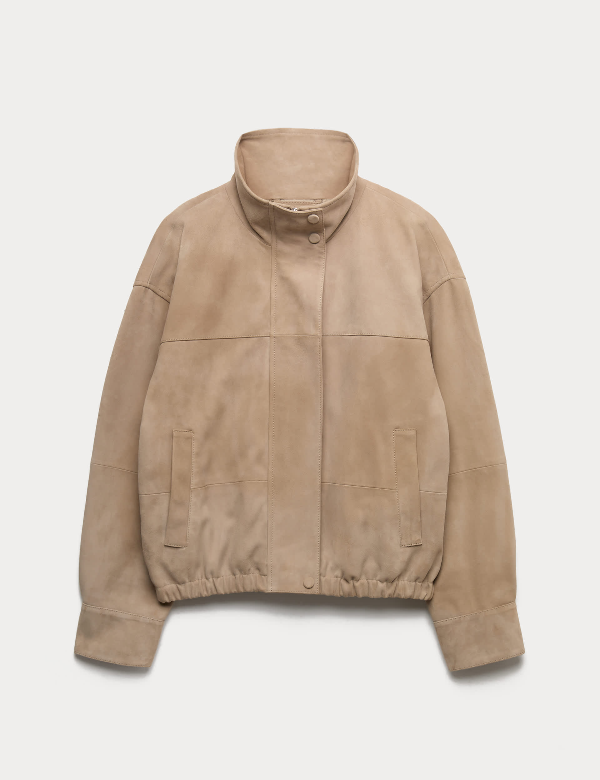 Suede Funnel Neck Blouson Jacket