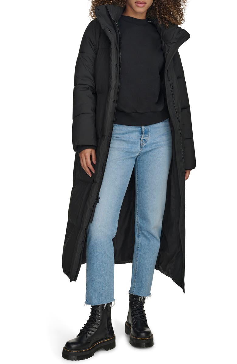 Water Resistant Side Zip Maxi Puffer Coat