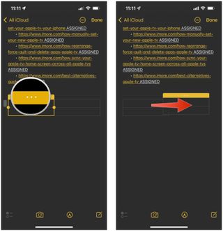 Rearrange rows or columns in a table in Notes on iPhone by showing: Tap the More button so that the row or column is highlighted in yellow, then drag the more button to move the entire row or column around