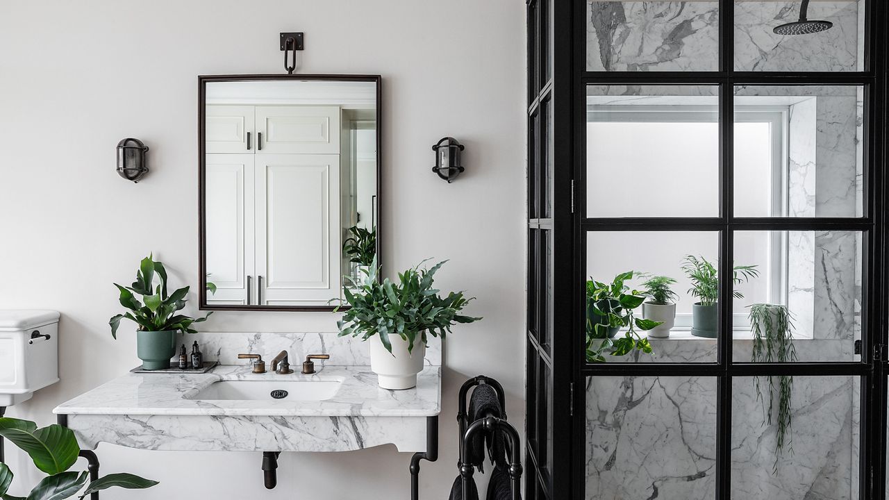 Modern bathroom ideas: Bathroom Plant styling with selection of Leaf Envy Plants &amp; Pots from leafenvy.co.uk