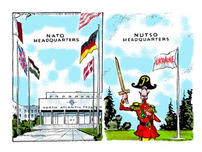 Editorial cartoon world Putin NATO