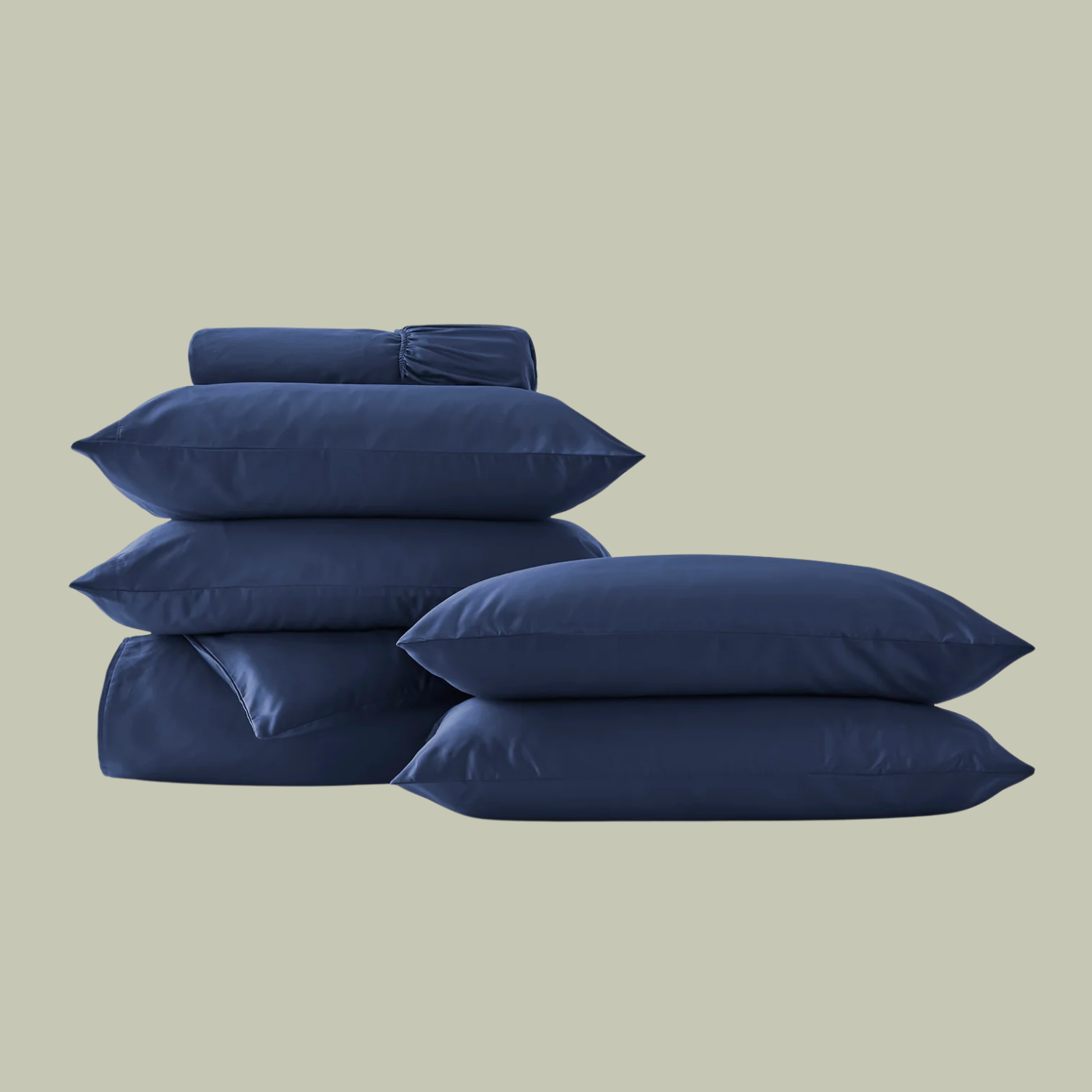 A blue bedding bundle
