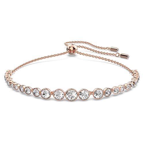 Swarovski Emily Bracelet, White Round Cut Crystals in a Rose Gold Tone Plated Setting, From the Emily Collection