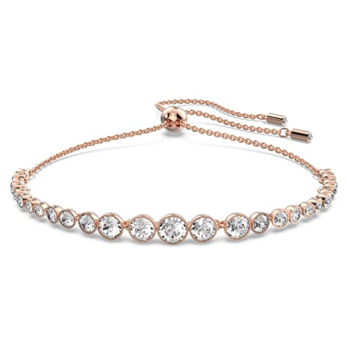 Swarovski Emily Bracelet, White Round Cut Crystals in a Rose Gold Tone Plated Setting, From the Emily Collection