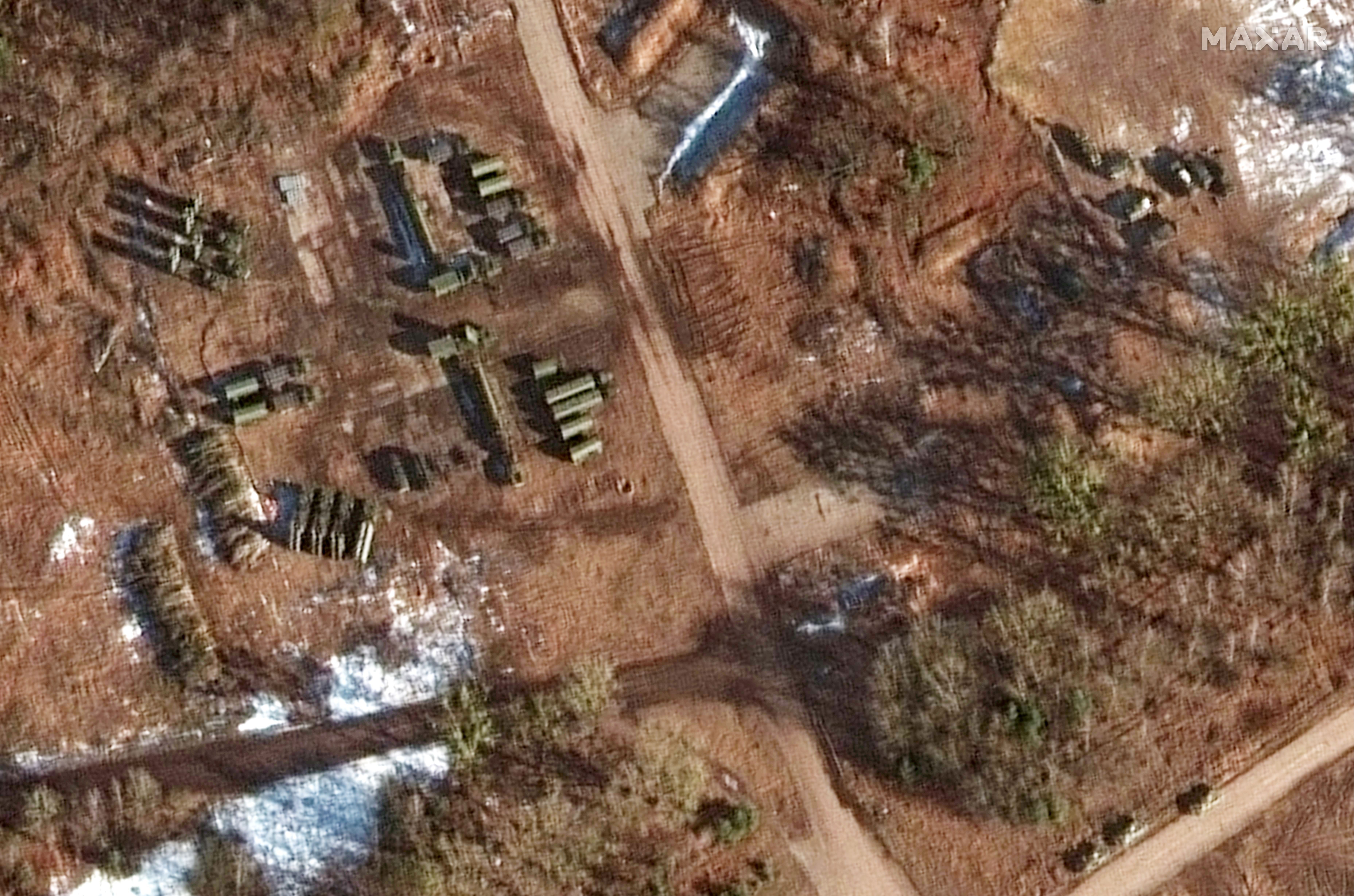 A close view of air defense units in Belarus, observed from space on Feb. 14 2022.
