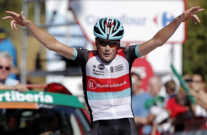 Chris Horner (Radioshack) rode away from the lead group to win stage 10