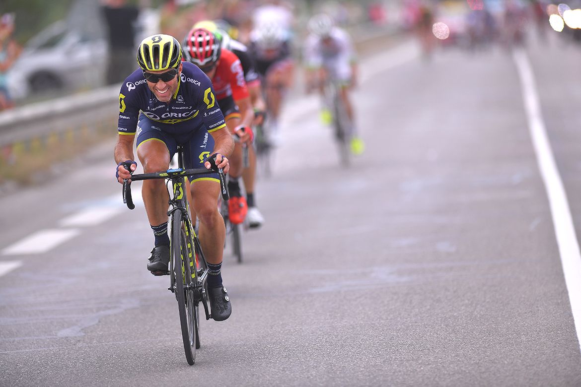 Michael Albasini (Orica-Scott) attacks the breakaway