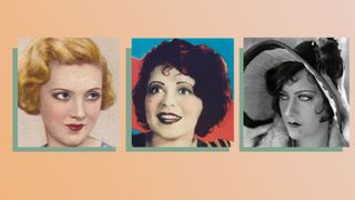 1920s iconic makeup looks main collage of flapper clara bow gloria swanson
