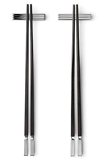 Georg Jensen S/2 Bernadotte Chopsticks, Black/Silver
