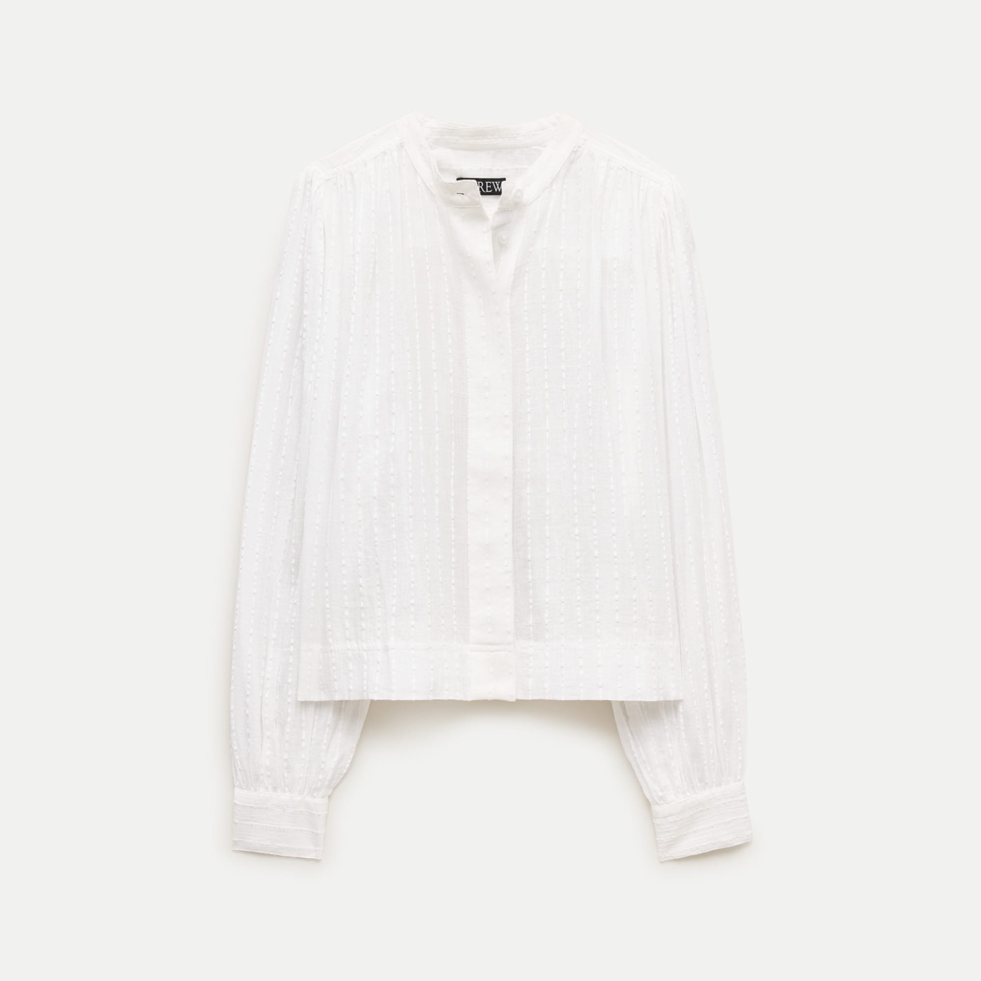 Button-Front Blouse in Striped Textured Cotton