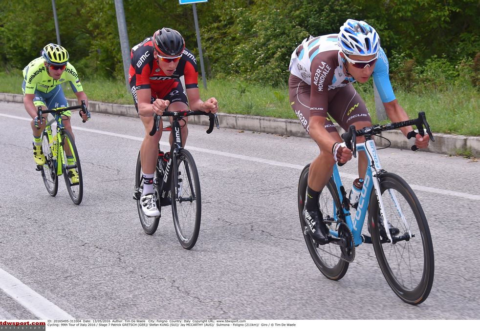 The three early breakaway riders