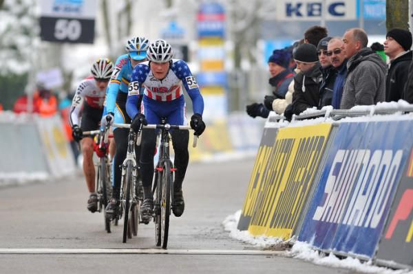 Bjorn Fox (United States) races to the line.