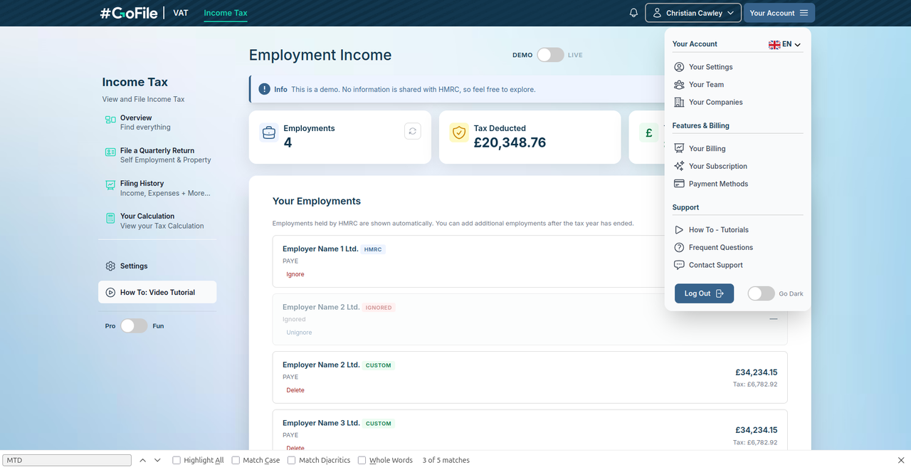 Screenshots from GoFile Free
