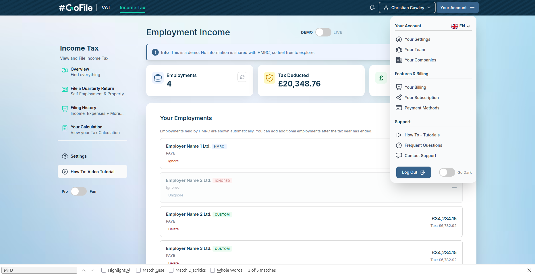 Screenshots from GoFile Free