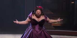 Keala Settle singing in The Greatest Showman