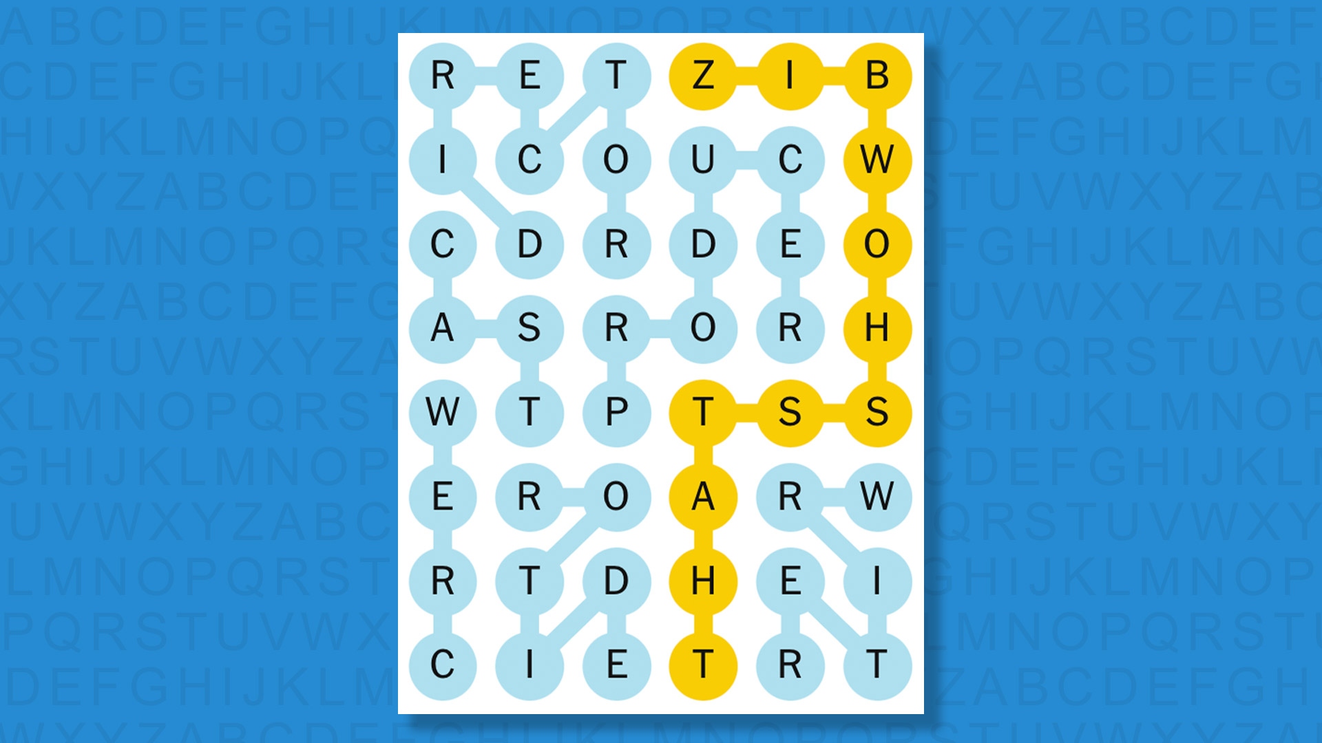 青色の背景に NYT Strands Answers ゲーム #849