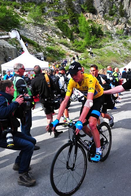 Chris Froome (Team Sky) following stage 7
