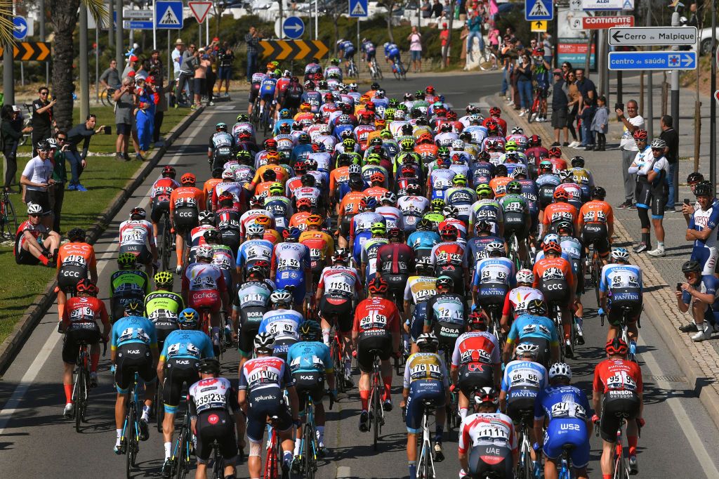 ALTO DO MALHO LOUL PORTUGAL FEBRUARY 22 Start Albufeira City Peloton Fans Public during the 46th Volta ao Algarve 2020 Stage 4 a 1697km stage from Albufeira to Alto do Malho 518m Loul VAlgarve2020 on February 22 2020 in Alto do Malho Loul Portugal Photo by Tim de WaeleGetty Images