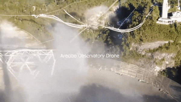 Drone catches Arecibo Observatory's last moments