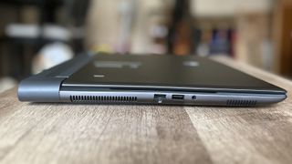 Alienware M16 gaming laptop closed from the side