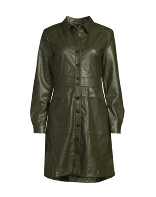 Faux Leather Mini Coat Dress