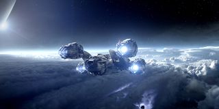 Prometheus Spaceship in Flight